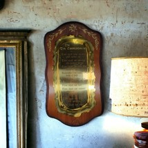 Vintage HOMCO The Ten Commandments Wall Plaque Wood &amp; Brass Metal 18” x ... - $29.24