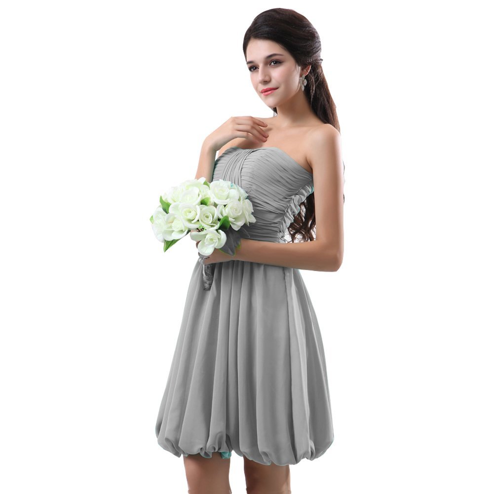 Kivary Women's Short Pleated Beach Bridesmaid Dresses Knee Length Silver US 20W