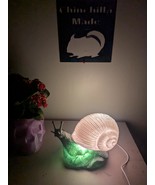 Translucent Green Snail Lamp With Smooth White Shell - $61.60 CAD