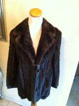 Beautiful Women Brown Natural Mink Fur Coat w/ Genuine  Leather Size: Sm... - £198.20 GBP