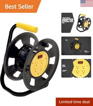 Extension Cord Storage Reel; Multi-Outlet Adapter; Black/Yellow - $53.66