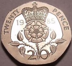 Super Cameo Proof Great Britain 1985 20 Pence~Proof Coins Are Best~Free Shipping - $7.05