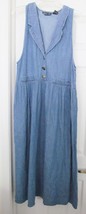 RIVER ART Long Dress Jumper Long Denim Blue Embroidered Collar Women&#39;s M Vintage - £21.54 GBP