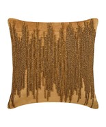Gold Decorative Pillow Cover, Antique Gold Beaded 16&quot;x16&quot; Velvet, Gold S... - €33,59 EUR+