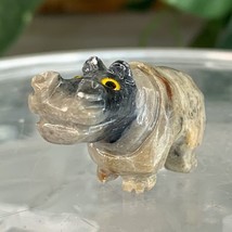 Steatite Stone Carved Hippo Animal Carving Miniature Hippopotamus Figurine 1.5&quot; - £8.51 GBP