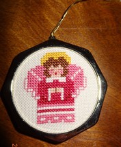 New Pink Angel Christmas Ornament Finished Cross Stitch Handcrafted Frame Girl - £11.69 GBP