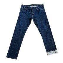 Uniqlo Men’s Kaihara Selvedge Japanese Denim Jeans Sz 36x32 Blue Slim St... - $737.21 MXN