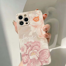 Retro big flower soft silicone 3d leather phone case for iphone 13 11 14 pro max - $11.67+