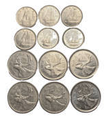 Lot of (12) Canadian Coins~1968-2021 Random Dates~ Dimes &amp; Quarters~ Cir... - $132.85 MXN