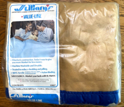 St Mary&#39;s Acrylic Blanket Twin Double 72 x 90 Beige Vintage Nylon Bindin... - $39.95
