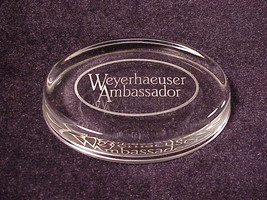 Weyerhaeuser Ambassador Glass Paperweight - £5.44 GBP
