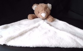Blankets And Beyond Tan &amp; White Teddy Bear Fuzzy Security Blanket Lovey - £13.03 GBP