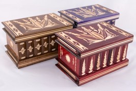 3x Lot Secret Key Handcrafted Wooden Magic Jewelry Puzzle Money Stash Box  Wood - £57.56 GBP