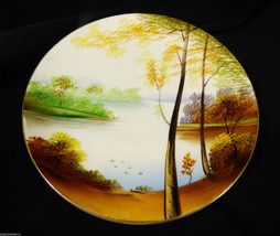 Vintage Hand Painted River Tree Wall Decorative Collectors Plate Japan 8&quot; - £30.18 GBP