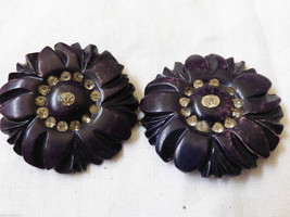 Vintage old Art  Deco decorative rhinestones lot of 2  buttons 1.5&quot; in d... - £24.95 GBP