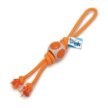 Ruff Rope Ball Tug Dog Toy Durable Orange Thick Cotton Nylon Center 15 1/2&quot; Long - £11.27 GBP