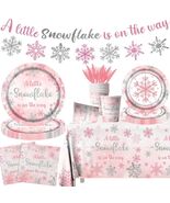 Winter Snowflake Plates &amp; Napkins Pink Baby Shower 20pcs Winter Wonderland - $330.86 MXN
