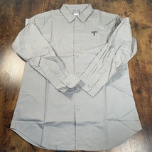 Tesla Motors Gray Poplin Button Up Shirt Embroidered Authentic Employee ... - $24.74