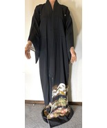 Black Tomesode Kimono, Pine, Bamboo, Plum Pattern, Gold Thread, Foil, Bl... - $2,551.35 MXN