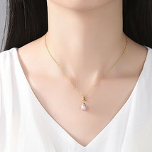 Collar de perlas naturales para mujer, colgante de gota, cadena de... - £68.59 GBP+
