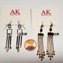 2 PC Lot Designer Pierced Earrings Anne Klein Long Dangles   New Unworn on Cards - £11.86 GBP