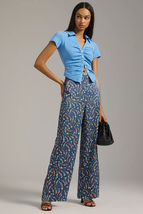 New Anthropologie Stella Nova Orli Pants $199 Blue Motif  36/SMALL  - £77.90 GBP