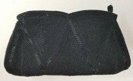 Clutch Beaded Japanese Black Shiny Lux Evening 1950s Vintage  - $18.95