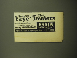 1960 Basin Street East Club Ad - Frances Faye, The Treniers, Benny Goodman - £11.70 GBP