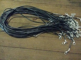 10 Black Braided Wax Cord Necklace Making 17.5&quot; 1.5mm Jewelry Supplies  - $5.84