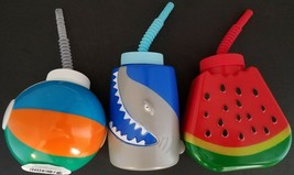 Summer Plastic Sipper Cups w Straws 23oz 1/Pk, Select: Beach Ball, Shark... - £2.37 GBP+
