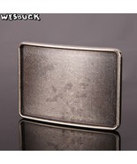 Rectangle Vintage Silver Blank DIY Men Belt Buckle High Quality Belt Buckle - £11.35 GBP
