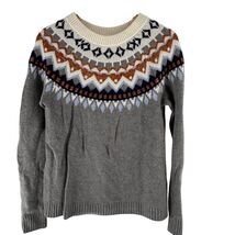 J.Crew Fair Isle Knit Sweater Gray Nordic Wool Blend Crewneck Women's M - $19.20