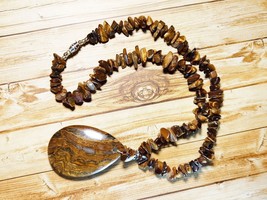 Tiger Eye Gemstone Necklace, Enchanted Tiger Eye Pendant, Spiritual Jewelry - £110.05 GBP