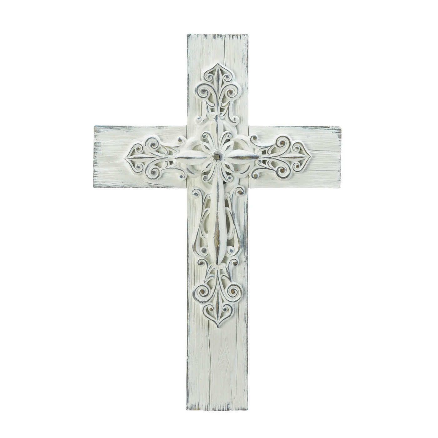 Ornate Witewashed Cross - £20.33 GBP