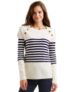 Vineyard Vines Merino Wool Button Neck Sailor Sweater Size M White Blue ... - £33.21 GBP