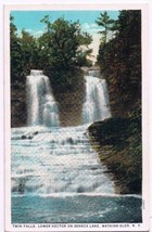 Watkins Glen New York Postcard Twin Falls Lower Hector Curteich 124147 1928 - $2.96