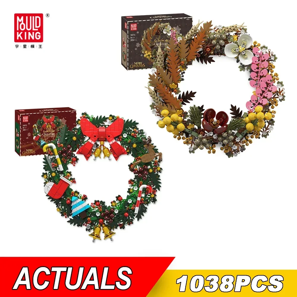 MOULD KING Christmas Wreath Building Block Eucalyptus Wreath and Dried Flower - £44.39 GBP