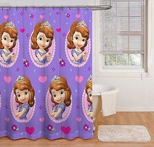 Disney Sofia the First Princess Fabric Shower Curtain Bathroom Microfiber - £40.17 GBP