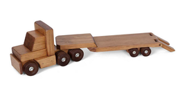 Flat Bed Tractor Trailer - Handmade Working Wood Toy Construction Truck Usa - £125.29 GBP