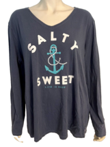 Life Is Good Blue V Neck Long Slv Salty Sweet T Shirt Size XXXL - £22.28 GBP