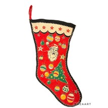 VTG 1950&#39;s Kitsch Flannel Christmas Stocking - £27.61 GBP