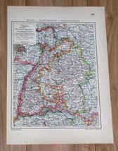 1929 Original Vintage Map Of Baden Wuerttemberg Stuttgart Germany - $25.23