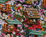 Birds Birdhouses Flowers Cardinals Bluebirds Cotton Fabric Print BTY D37... - £7.95 GBP