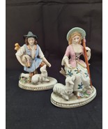 Two antique German porcelain shepherds Sitzendorf figurines - £70.53 GBP