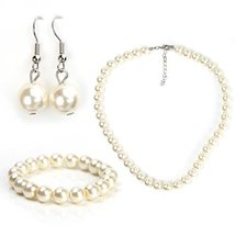 Classic Faux Pearl Set, Necklace, Drop Earrings & Coordinating Bracelet - $26.99