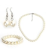 Classic Faux Pearl Set, Necklace, Drop Earrings &amp; Coordinating Bracelet - €23,44 EUR