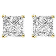 14K Oro Amarillo Chapado 1CT Imitación Diamante Tuerca Pendientes Princesa - £76.15 GBP