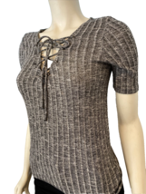 American Eagle Outfitters Gray Knit Short Sleeve Shirt, Women&#39;s Size S - £7.58 GBP