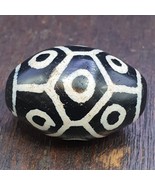 Etc-J2 antique tibetan etched Black agate bead decorated 26mm bead Amulet - $1,725.49 MXN