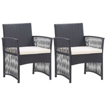 vidaXL Garden Chair Black poly rattan and cream white cushion - $4,475.69 MXN